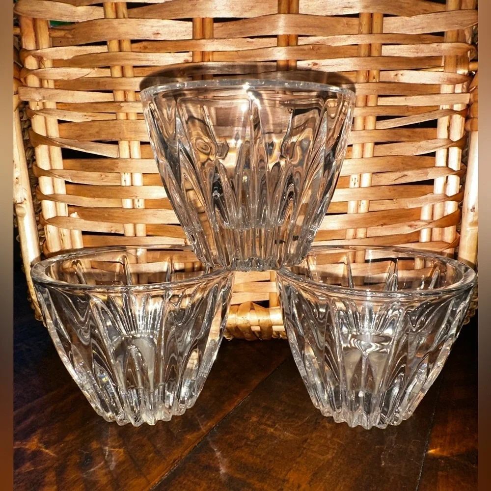 VINTAGE American Crystal Votives Collection Lot of 3 Full Lead Crystal 24%
